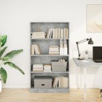 vidaXL Bibliotecă, gri beton, 80x24x143 cm, lemn prelucrat vidaXL Bibliotecă, gri beton, 80x24x143 cm, lemn prelucrat