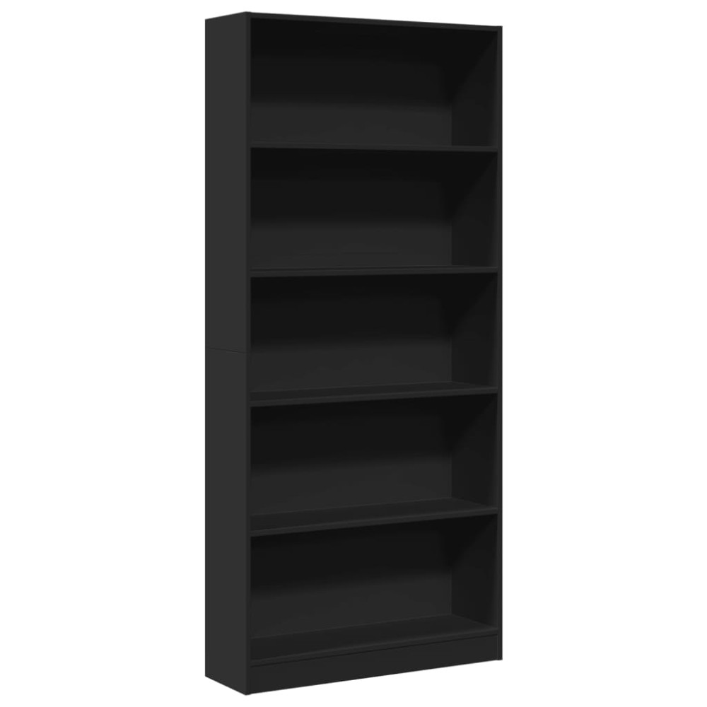 vidaXL Bibliotecă, negru, 80x24x176 cm, lemn prelucrat