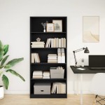 vidaXL Bibliotecă, negru, 80x24x176 cm, lemn prelucrat vidaXL Bibliotecă, negru, 80x24x176 cm, lemn prelucrat