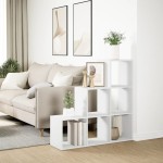 vidaXL Bibliotecă/separator cameră 3 niveluri , alb, 99x29x99 cm, lemn vidaXL Bibliotecă/separator cameră 3 niveluri , alb, 99x29x99 cm, lemn