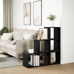 vidaXL Bibliotecă/separator cameră, 3 niveluri, negru 99x29x99 cm lemn