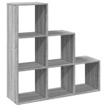 vidaXL Bibliotecă/separator, 3 niveluri gri sonoma 99x29x99 cm lemn vidaXL Bibliotecă/separator, 3 niveluri gri sonoma 99x29x99 cm lemn