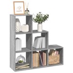 vidaXL Bibliotecă/separator, 3 niveluri gri sonoma 99x29x99 cm lemn vidaXL Bibliotecă/separator, 3 niveluri gri sonoma 99x29x99 cm lemn