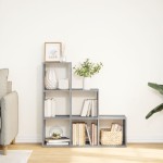 vidaXL Bibliotecă/separator, 3 niveluri gri sonoma 99x29x99 cm lemn vidaXL Bibliotecă/separator, 3 niveluri gri sonoma 99x29x99 cm lemn
