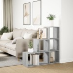 vidaXL Bibliotecă/separator, 3 niveluri gri sonoma 99x29x99 cm lemn vidaXL Bibliotecă/separator, 3 niveluri gri sonoma 99x29x99 cm lemn