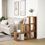 vidaXL Bibliotecă/separator, 3 niveluri lemn vechi 99x29x99 cm lemn vidaXL Bibliotecă/separator, 3 niveluri lemn vechi 99x29x99 cm lemn