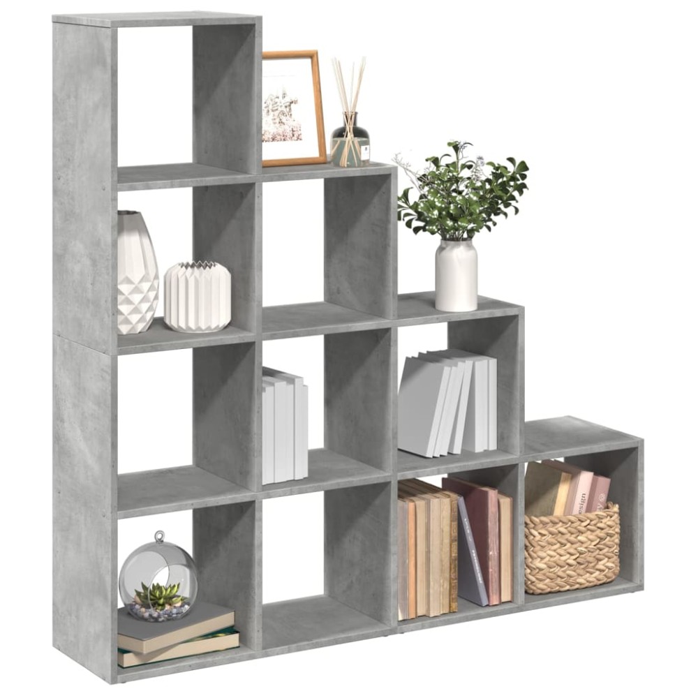 vidaXL Bibliotecă/separator cameră gri beton 131,5x29x131,5 cm lemn