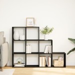 vidaXL Bibliotecă/separator 3 niveluri, negru 137,5x29x103,5 cm lemn