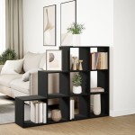 vidaXL Bibliotecă/separator 3 niveluri, negru 137,5x29x103,5 cm lemn