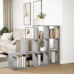 vidaXL Bibliotecă/separator cameră gri beton 137,5x29x103,5 cm lemn