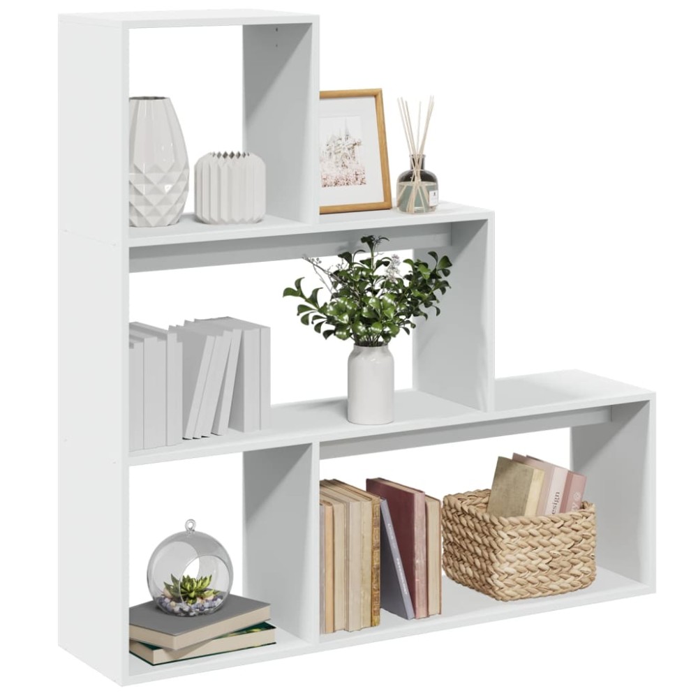 vidaXL Bibliotecă/separator cameră 3 niveluri, alb, 123x29x123 cm lemn