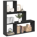 vidaXL Bibliotecă/separator cameră 3 niveluri, negru 123x29x123cm lemn