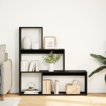 vidaXL Bibliotecă/separator cameră 3 niveluri, negru 123x29x123cm lemn
