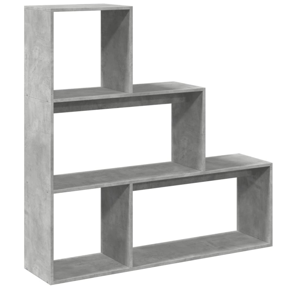 vidaXL Bibliotecă/separator 3 niveluri gri beton 123x29x123 cm lemn
