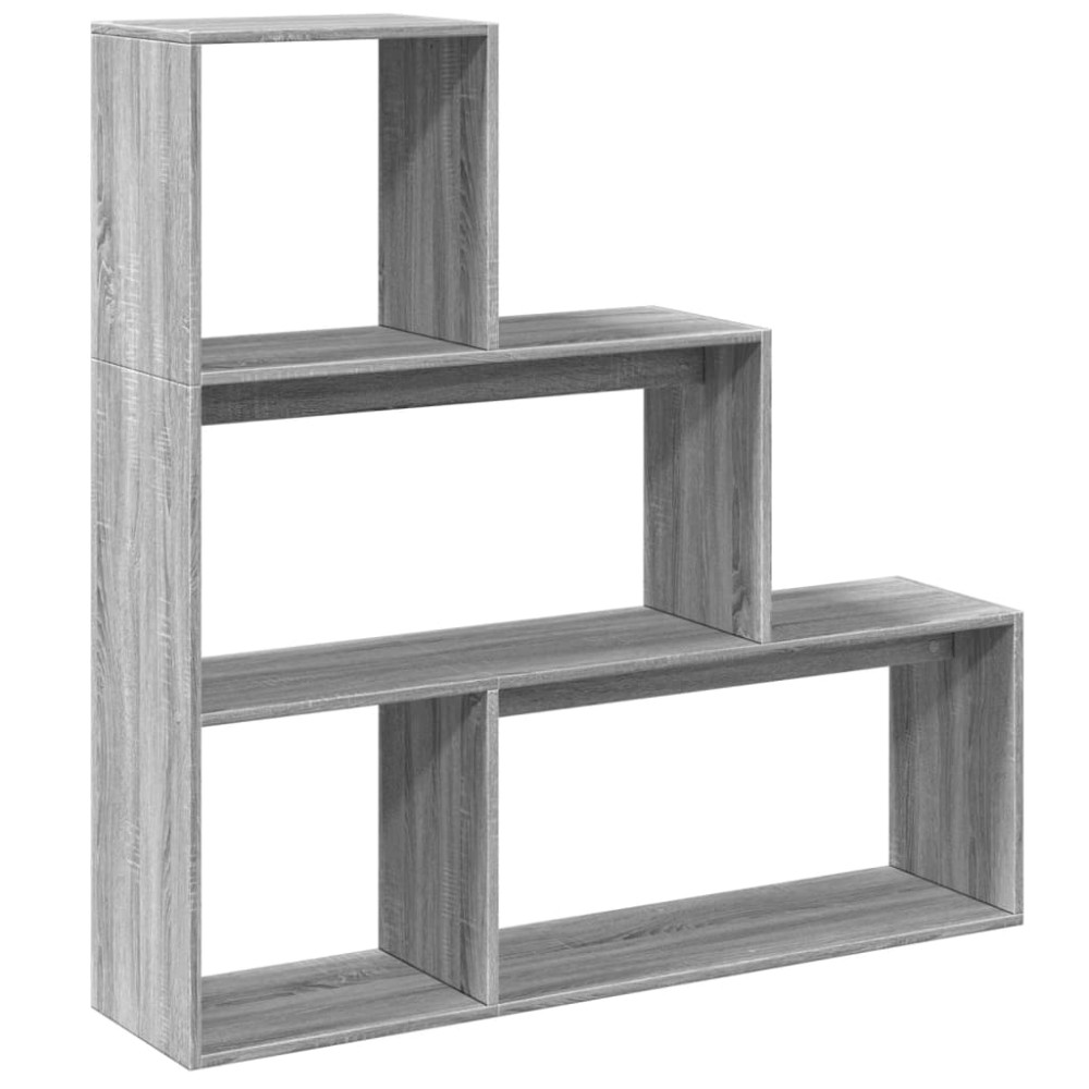 vidaXL Bibliotecă/separator 3 niveluri gri sonoma 123x29x123 cm lemn