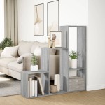 vidaXL Bibliotecă/separator 3 niveluri gri sonoma 123x29x123 cm lemn vidaXL Bibliotecă/separator 3 niveluri gri sonoma 123x29x123 cm lemn