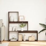 vidaXL Bibliotecă/separator 3 niveluri stejar maro 123x29x123 cm lemn
