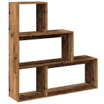 vidaXL Bibliotecă/separator 3 niveluri lemn vechi 123x29x123 cm lemn