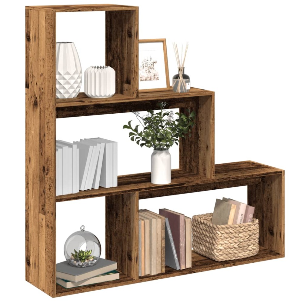 vidaXL Bibliotecă/separator 3 niveluri lemn vechi 123x29x123 cm lemn