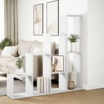 vidaXL Bibliotecă/separator 4 niveluri, alb, 143,5x29x143,5 cm lemn