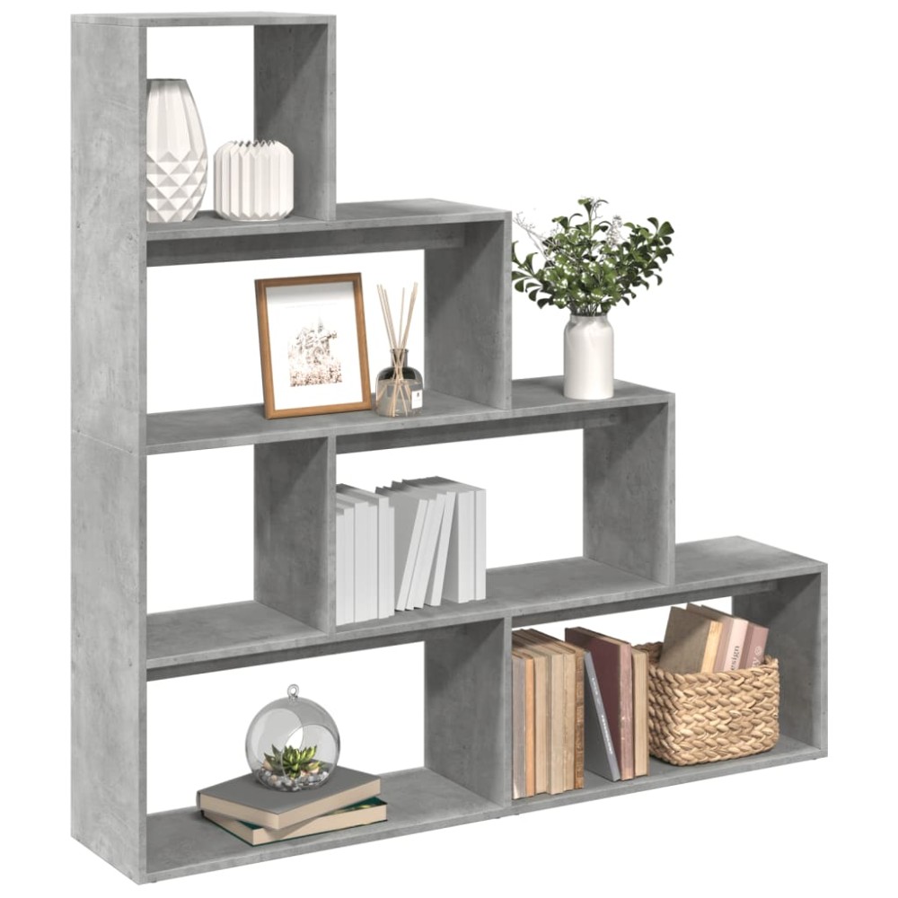 vidaXL Bibliotecă/separator cameră gri beton 143,5x29x143,5 cm lemn