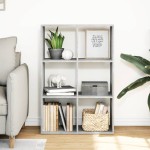 vidaXL Bibliotecă/separator cameră gri beton 69,5x29x103,5 cm lemn vidaXL Bibliotecă/separator cameră gri beton 69,5x29x103,5 cm lemn
