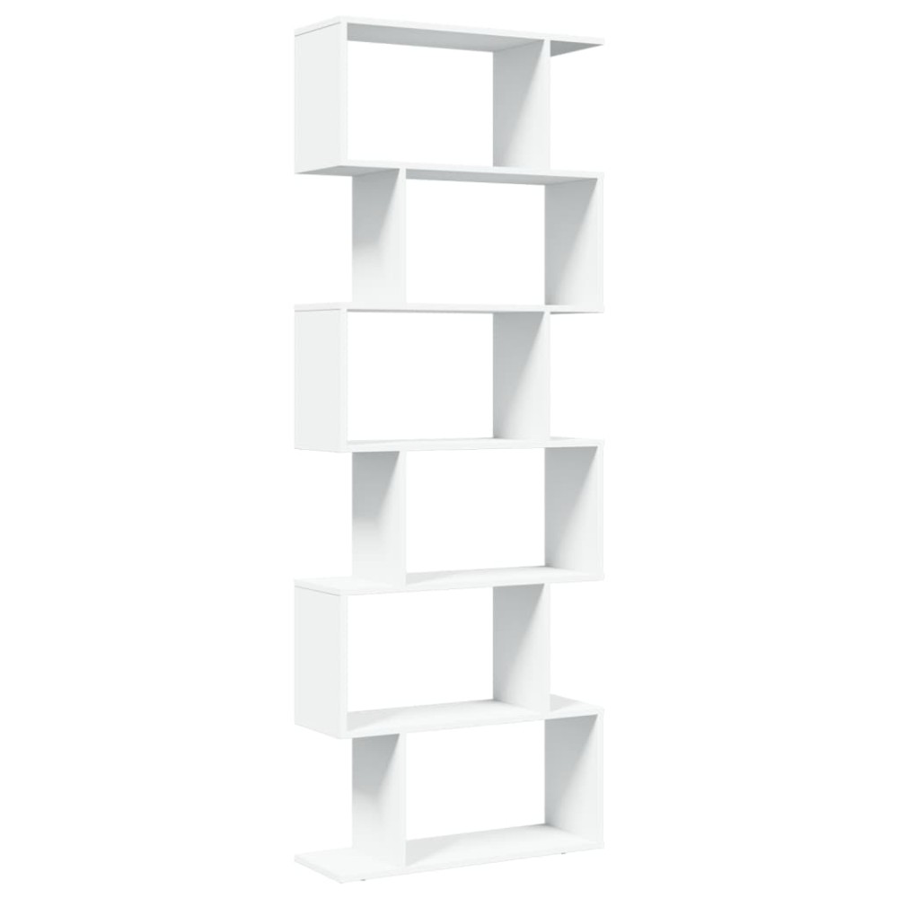vidaXL Bibliotecă/separator cameră, 6 niveluri, alb, 70x24x193cm, lemn