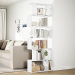 vidaXL Bibliotecă/separator cameră, 6 niveluri, alb, 70x24x193cm, lemn vidaXL Bibliotecă/separator cameră, 6 niveluri, alb, 70x24x193cm, lemn
