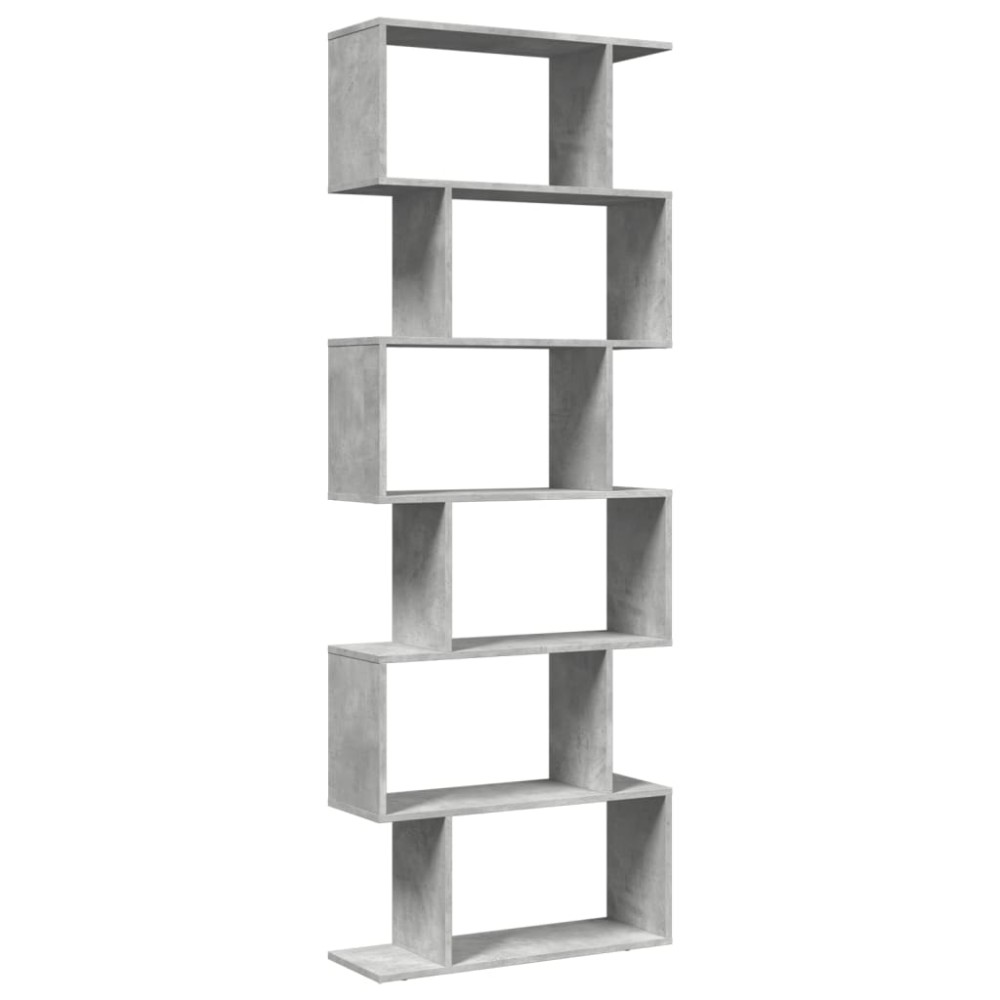 vidaXL Bibliotecă/separator 6 niveluri gri beton 70x24x193 cm lemn