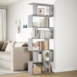vidaXL Bibliotecă/separator 6 niveluri gri beton 70x24x193 cm lemn vidaXL Bibliotecă/separator 6 niveluri gri beton 70x24x193 cm lemn