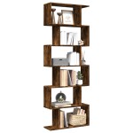 vidaXL Bibliotecă/separator 6 niveluri stejar fumuriu 70x24x193cm lemn vidaXL Bibliotecă/separator 6 niveluri stejar fumuriu 70x24x193cm lemn