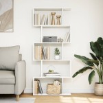 vidaXL Bibliotecă/separator cameră 5 niveluri, alb, 70x24x161 cm, lemn