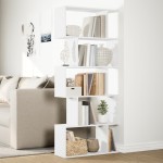 vidaXL Bibliotecă/separator cameră 5 niveluri, alb, 70x24x161 cm, lemn