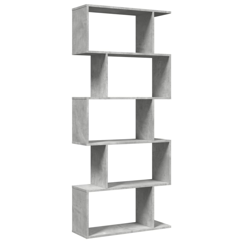 vidaXL Bibliotecă/separator 5 niveluri gri beton 70x24x161 cm lemn