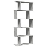 vidaXL Bibliotecă/separator 5 niveluri gri beton 70x24x161 cm lemn vidaXL Bibliotecă/separator 5 niveluri gri beton 70x24x161 cm lemn