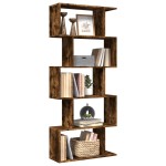 vidaXL Bibliotecă/separator 5 niveluri stejar fumuriu 70x24x161cm lemn vidaXL Bibliotecă/separator 5 niveluri stejar fumuriu 70x24x161cm lemn