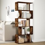 vidaXL Bibliotecă/separator 5 niveluri stejar fumuriu 70x24x161cm lemn vidaXL Bibliotecă/separator 5 niveluri stejar fumuriu 70x24x161cm lemn