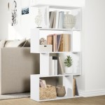 vidaXL Bibliotecă/separator cameră 4 niveluri, alb, 70x24x129 cm, lemn vidaXL Bibliotecă/separator cameră 4 niveluri, alb, 70x24x129 cm, lemn