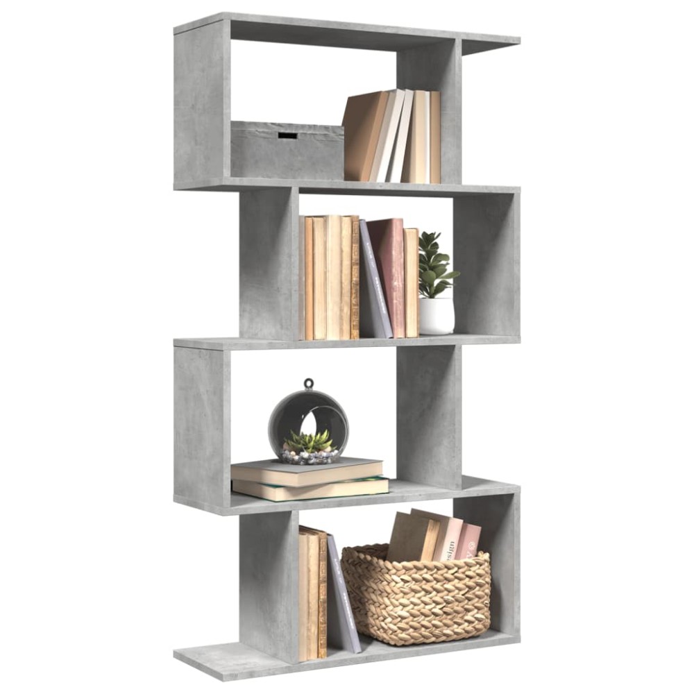 vidaXL Bibliotecă/separator 4 niveluri gri beton 70x24x129cm lemn