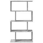 vidaXL Bibliotecă/separator 4 niveluri gri beton 70x24x129cm lemn