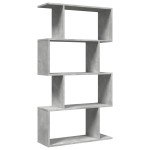 vidaXL Bibliotecă/separator 4 niveluri gri beton 70x24x129cm lemn