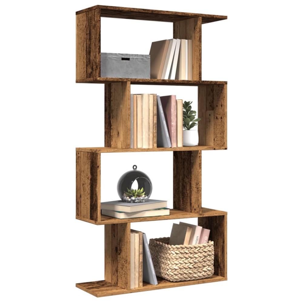 vidaXL Bibliotecă/separator 4 niveluri lemn vechi 70x24x129cm lemn