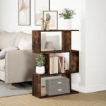 vidaXL Bibliotecă/separator 3 niveluri stejar fumuriu 70x24x97 cm lemn