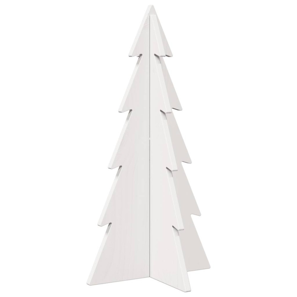 vidaXL Brad de Crăciun decorativ, alb, 59,5 cm, lemn de pin masiv