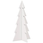 vidaXL Brad de Crăciun decorativ, alb, 59,5 cm, lemn de pin masiv