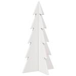 vidaXL Brad de Crăciun decorativ, alb, 59,5 cm, lemn de pin masiv