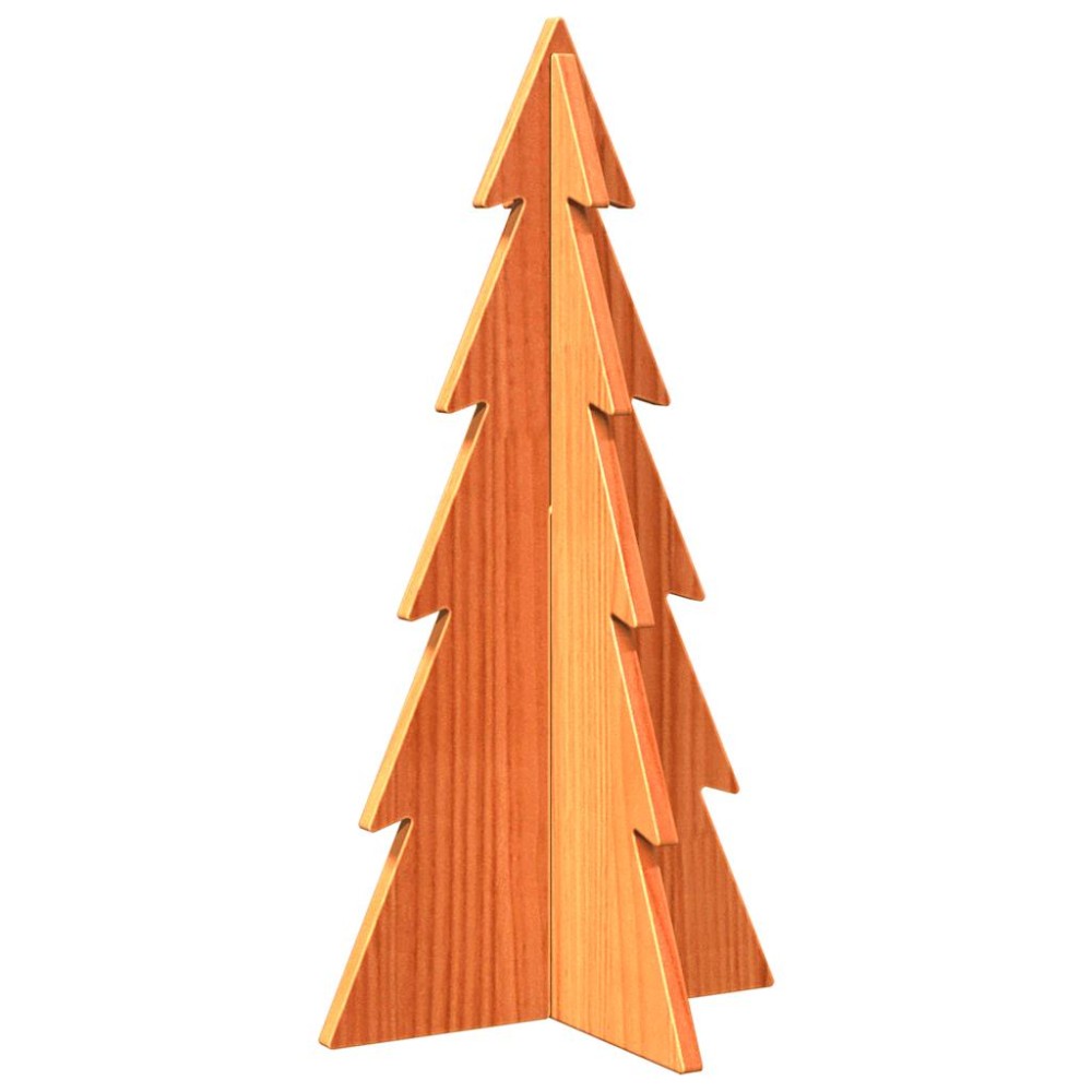vidaXL Brad de Crăciun decorativ, maro ceruit, 59,5 cm, lemn pin masiv