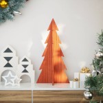 vidaXL Brad de Crăciun decorativ, maro ceruit, 59,5 cm, lemn pin masiv vidaXL Brad de Crăciun decorativ, maro ceruit, 59,5 cm, lemn pin masiv