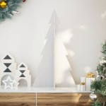 vidaXL Brad de Crăciun decorativ, alb, 80 cm, lemn de pin masiv vidaXL Brad de Crăciun decorativ, alb, 80 cm, lemn de pin masiv