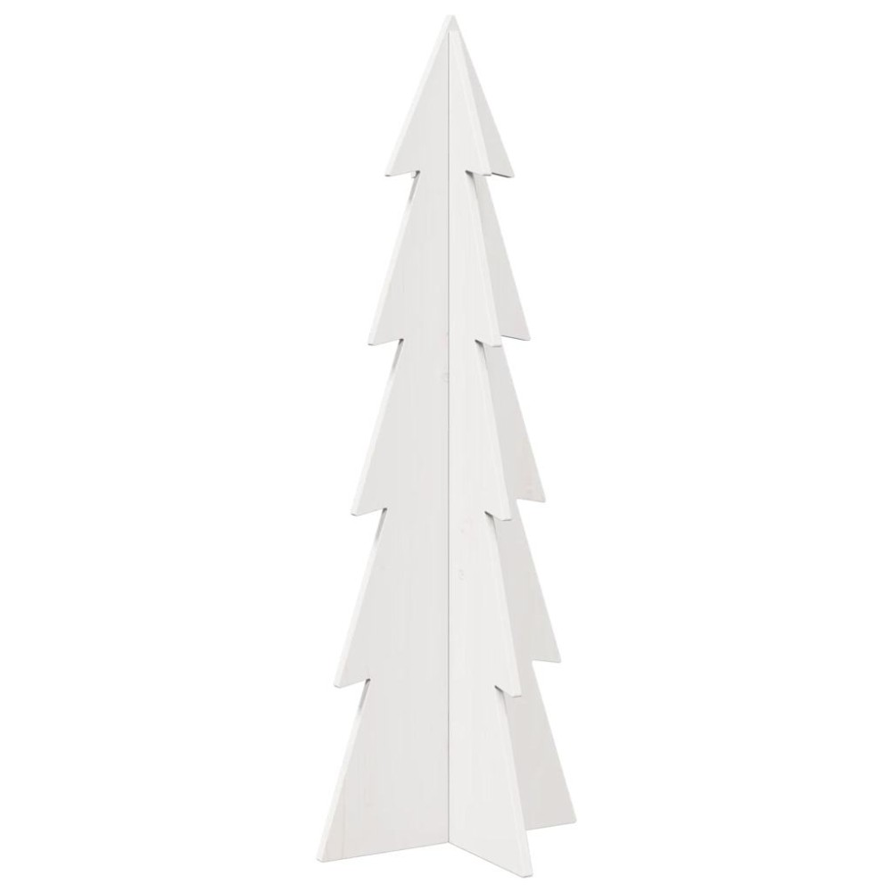 vidaXL Brad de Crăciun decorativ, alb, 112 cm, lemn de pin masiv
